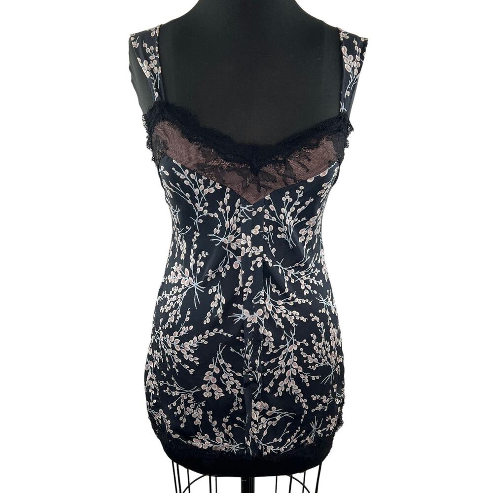 Anthropologie HARKHAM Black Pink Floral Silk Lace Top Blouse Size XS